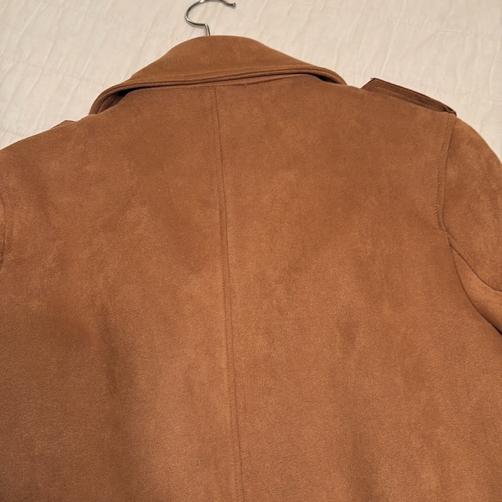 Women’s camel color three-quarter length pea coat - Picture 6 of 7